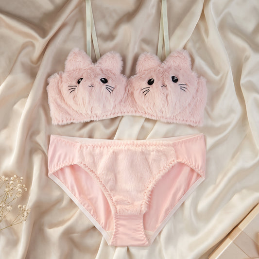 Purrfectly Pink – Fluffy Kitty Lingerie Set
